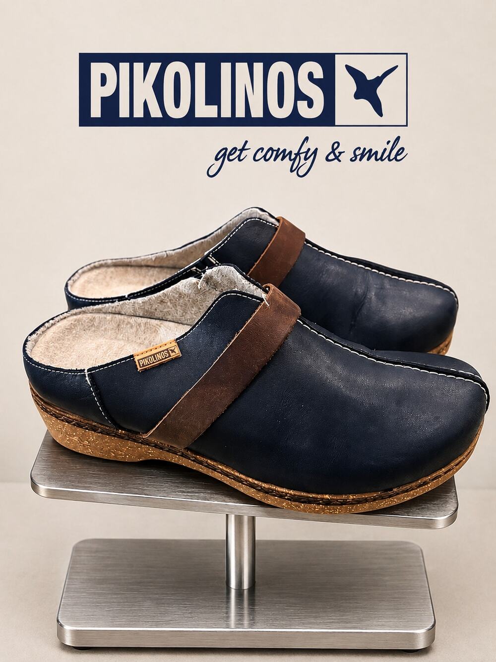 Pikolinos Granada Leather Clogs Black Brown EU 37 US 6.5 Made in Spain